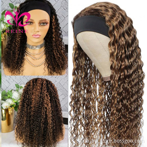Peruvian  Curly Headband Wig P4-27,P4-30 Highlight Glueless Wigs for Black Women Ombre Honey Blonde Colored Human Hair Wigs Remy